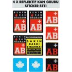 Çınar Extreme Ab Rh+ Pozitif Kaskımı Çıkartma Yazılı 7 Parçalı Reflektif Kan Grubu Sticker Seti