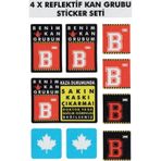 Çınar Extreme B Rh- Negatif Kaskımı Çıkartma Yazılı 7 Parçalı Reflektif Kan Grubu Sticker Seti