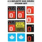 Çınar Extreme Çınar Extreme® 0 Rh- (Negatif) Kaskımı Çıkartma Yazılı 7 Parçalı Reflektif Kan Grubu Sticker Seti - Standart - Renkli