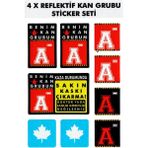 Çınar Extreme Çınar Extreme® A Rh- (Negatif) Kaskımı Çıkartma Yazılı 7 Parçalı Reflektif Kan Grubu Sticker Seti - Standart - Renkli