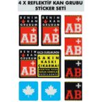 Çınar Extreme Çınar Extreme® Ab Rh+ (Pozitif) Kaskımı Çıkartma Yazılı 7 Parçalı Reflektif Kan Grubu Sticker Seti - Standart - Renkli