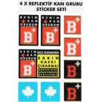 Çınar Extreme Çınar Extreme® B Rh+ (Pozitif) Kaskımı Çıkartma Yazılı 7 Parçalı Reflektif Kan Grubu Sticker Seti - Standart - Renkli