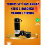 Çınar Toptan Ticaret 500 ml Isı Korumalı Çelik Termos ve Bardak Seti | Silikon Tabanlı, Şık ve Pratik
