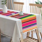Cinco de Mayo Fiesta Meksika Partisi Dekorasyonu için Meksika Serape Masa Koşucusu, 30,5 x 201,8 cm, Saçaklı Pamuk Masa Örtüsü