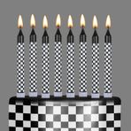 Cindeer 12 Adet Yarış Arabaları Temalı Doğum Günü Mumları Siyah Beyaz Damalı Bayrak Cupcake Topper Yarış Arabaları Parti Dekorasyonu Bebek Duş Erkek Çocuklar için