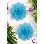 Cinderella 2'li Chiffon Flower Kız Çocuk Toka Seti Açık Mavi - Çiçekli Bebek Çocuk Saç Tokası Klips Pens Toka