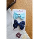Cinderella 2'li Saten Fiyonk Saçsız Bebek Tokası 7cm - Kurdeleli Kız Bebek Az Saçlı Yenidoğan Toka Klipsi Seti