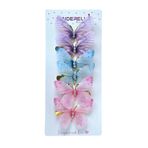 Cinderella 6'lı Hareketli Renkli Kelebek Toka Seti 5cm - Tül Kanatlı Taşlı Kelebekli Toka Pens Klips Saç Tokası