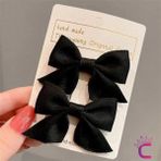 Cinderella Accessories 2'li Çocuk Saten Fiyonk Toka Seti Siyah Tek Ebat Kadın Kullanıcı İçin
