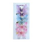 Cinderella Accessories 6'lı Hareketli Renkli Kelebek Toka Seti 5cm - Tül Kanatlı Taşlı Kelebekli Toka Pens Klips Saç Tokası