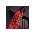 Cinderella Kırmızı Renkli Hair Tinsel Saç Simi 120cm - Simli Saç Aksesuarı Örme Postiş Saça Bağlanan Model