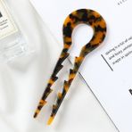 Cinderella Leopar Desen France-Handmade Lüks Kemik Topuz Tokası - Kalın Saçlara Uygun Çubuk Saç Topuz Tokası