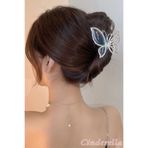 Cinderella Taşlı Kelebek Kanat Dokulu Model Metal Mandal Toka Gold Renk - Trend Lüks Mandal Saç Tokası