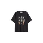 CİNEMA MODA Bombshell Femme Baskılı Relaxed Fit Siyah Kadın Tshirt