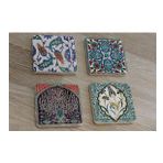 Çini Desenleri Doğal Taş Bardak Altlığı 4'lü set - Natural Stone Coasters