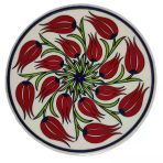 Çini Desenli Çiçekler Seramik Yuvarlak Nihale 16 Cm Koruyucu Kaydırmaz Altlik Model 1
