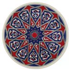 Çini Desenli Çiçekler Seramik Yuvarlak Nihale 16 Cm Koruyucu Kaydırmaz Altlik Model 2