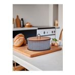 CİNİVİZ SHOP Şık Desenli Ahşap Kapaklı Ekmeklik | Mutfağınız İçin Modern Saklama Çözümü 34x21x10cm