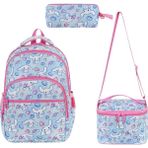 Cinnamoroll Baskılı Okul Çantası Termal Beslenme ve Kalemlik Seti - Mavi