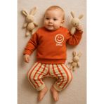Ciobaby Erkek Bebek Takımı Smile Yazı Baskılı - Turuncu - 9 Ay