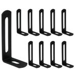 Cionyce 10 adet Paslanmaz Çelik L Parantez Küçük, 90 Derece Dik Açılı Köşe Braketi Siyah Dolap Kendin Yap Mobilya Kılıfı için Vidalı (50x24x12mm/1.97x0.94x0.47in)