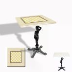 Çipa 1003 Döküm Ayak Kare Masa 80X80 Cm - (Werzalit, Wermodin Ve Allzalit Tabla) - Krem Satranç