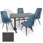 Çipa - Çırağan Mutfak Masa Takımı - 80X120 (Werzalit, Wermodin Ve Allzalit Tabla) - (Grey Marble - Mavi)
