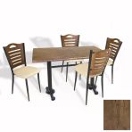 Çipa Döküm Ayak - Papelli Sandalye Mutfak Masa Takımı (Werzalit, Wermodin Ve Allzalit Tabla) - Rustic Dark - Krem - 80X140