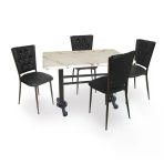 Çipa - Kapitoneli Mutfak Masa Takımı - 80X120 (Werzalit, Wermodin Ve Allzalit Tabla) - Afyon Mermer - Siyah
