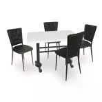 Çipa - Kapitoneli Mutfak Masa Takımı - 80X120 (Werzalit, Wermodin Ve Allzalit Tabla) - Beyaz - Siyah
