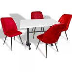 Çipa - Nilüfer Mutfak Masa Takımı - 80X120 (Werzalit, Wermodin Ve Allzalit Tabla) - Beyaz - Bordo