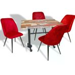 Çipa - Nilüfer Mutfak Masa Takımı - 80X140 (Werzalit, Wermodin Ve Allzalit Tabla) - Red Wood - Bordo