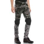 Cipo & Baxx CD568 Batik Yıkama Deri Detay Erkek Kot Pantolon - 32 / 32 - Siyah