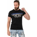 Cipo & Baxx CT721 Renkli Taşlı Siyah Basic Tişört - XL