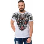 Cipo & Baxx CT728 Taşlı Vintage Baskı Beyaz Tişört