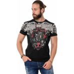 Cipo & Baxx CT728 Taşlı Vintage Baskı Siyah Tişört - XL