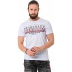 Cipo & Baxx CT731 Taşlı Kontrast Font Beyaz Tişört - XXL