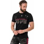 Cipo & Baxx CT733 Taşlı New York Siyah Tişört - XXL