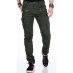 Cipo & Baxx Slim Fit Haki Erkek Pantolon Kargo Ceplerle Şık Tasarım 79% Pamuk 19% Polyester - 38 / 32