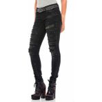 Cipo & Baxx WD383 Yırtık Motorcu Stil Skinny Jean Pantolon - 30 / 32 - Siyah