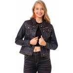 Cipo & Baxx WJ207 Darkraw Koyu Renk Bayan Jeans Ceket - Lacivert