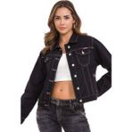 Cipo & Baxx WJ212 Basic Kısa Kadın Jeans Ceket - Mavi - L