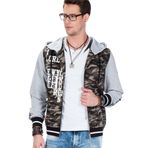 Cipo&Baxx Baskılı Yeşil Kamuflaj Erkek Sweatshirt Ceket
