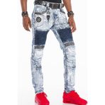 Cipo&Baxx CD529 Mavi Metal İşlemeli Elle Boyanmış Erkek Jeans