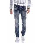Cipo&Baxx CD563 Mavi Parçalı Dikişli Regular Erkek Kot Pantolon