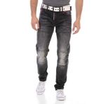 Cipo&Baxx Cd699 Gizli Cepli Parçalı Biker Siyah Kadın Kot Pantolon