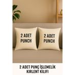 ÇIQRIK HOME 2 Adet Natural Fermuarlı Punch İşlemelik Kırlent Kılıfı-Kırlent Astarı-Çok amaçlı Kılıf