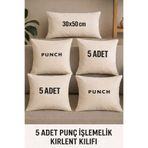 ÇIQRIK HOME 5 Adet Fermuarlı Punch Işlemelik Kırlent Kılıfı 5 Li Set 4 Adet 40x40 cm 1 Adet 30x50 Cm