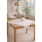 ÇIQRIK HOME Fırfırlı Keten Runner Fırfırlı Fiskos Örtüsü Fırfırlı Masa Örtüsü