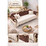 ÇIQRIK HOME Pamuk Keten Fırfırlı Koltuk Örtüsü Kaymaz, Yıkanabilir, Modern Şık Tasarım